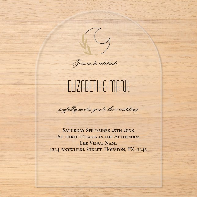 Invitación Mágica de Boda Inspirada en la Luna (Anverso)