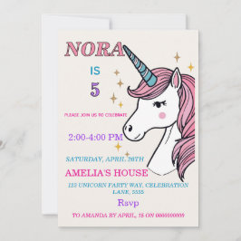 Invitación Mágica de Cumpleaños con Unicornio Capr
