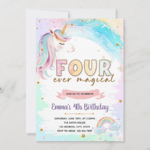 Invitación mágica de cumpleaños de 4400 unicornios