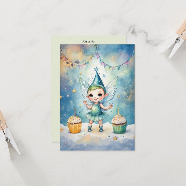 Invitación mágica de cumpleaños de hadas de cuento (Anverso/Reverso In Situ)