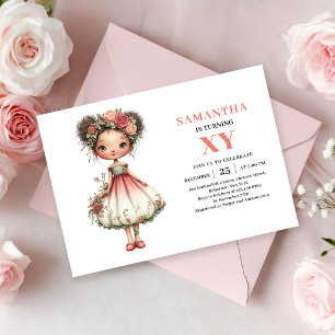Invitación mágica de cumpleaños de niña hada linda