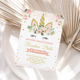 Invitación Mágica de Cumpleaños de Unicornio con B