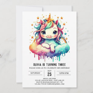 Invitación Mágica de cumpleaños de Unicornio para niños