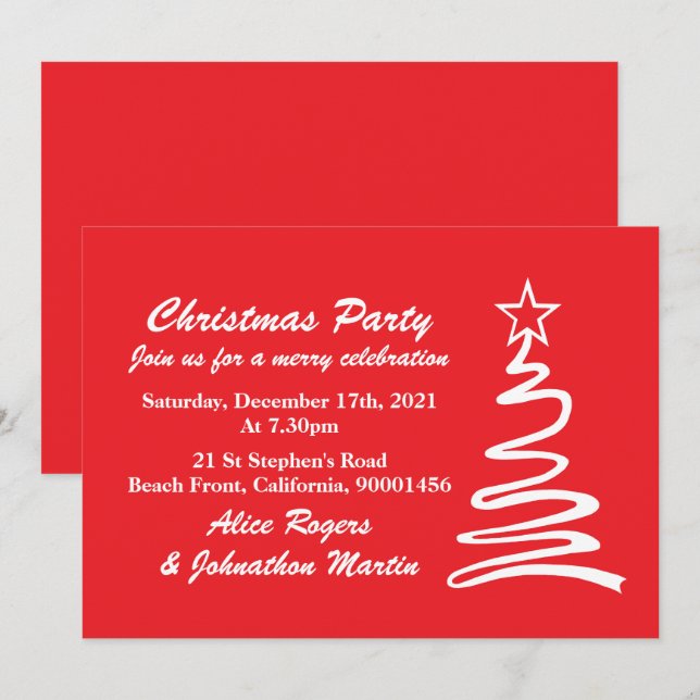 Invitación mágica de fiesta navideña (Anverso / Reverso)