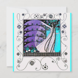Invitación MÁGICA DE LA PRIMAVERA, azul acuático violeta bril