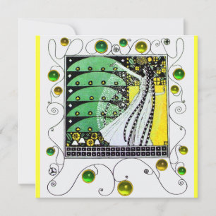 Invitación MÁGICA DE LA PRIMAVERA verde brillante amarillo bl