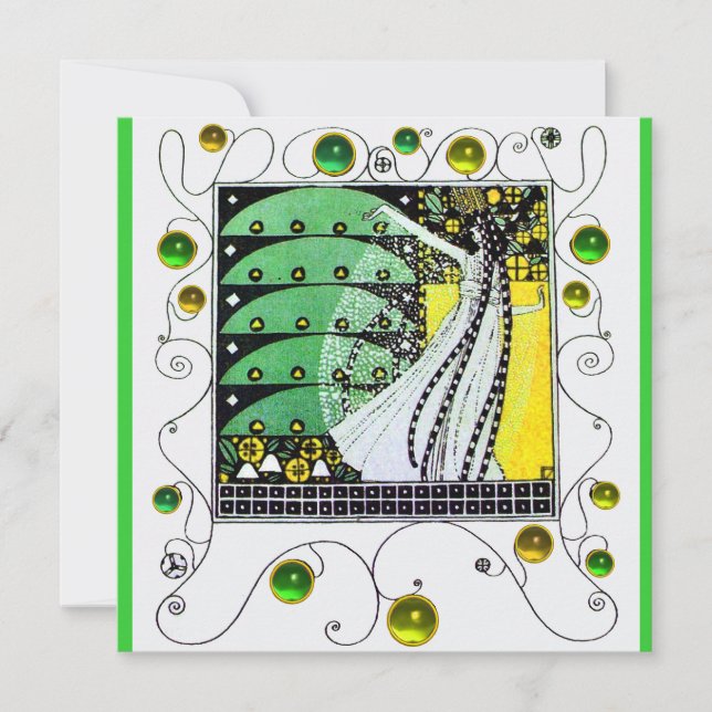 Invitación MÁGICA DE LA PRIMAVERA verde brillante amarillo bl (Anverso)