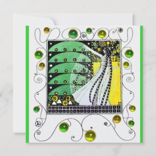 Invitación MÁGICA DE LA PRIMAVERA verde brillante amarillo bl
