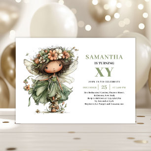 Invitación mágica de niña hada cumpleaños verde po