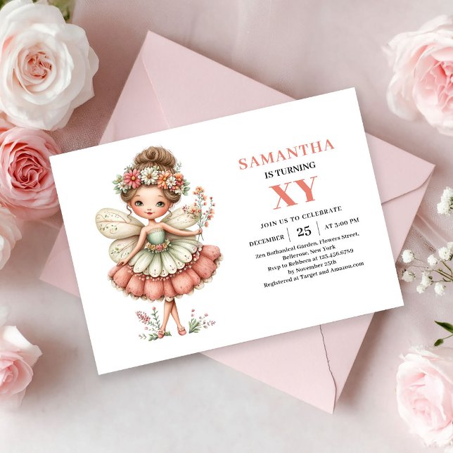 Invitación mágica de rosa sonrojado para segundo c (Fairy Girl 2nd Birthday Blush Pink Magic invitation)