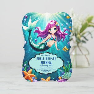 Invitación Mágica de Sirena - Fiesta de Cumpleaños