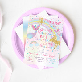 Invitación mágica del cumpleaños de la sirena de u