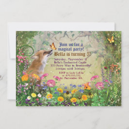 Invitación mágica del fiesta del bosque del Fox