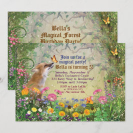 Invitación mágica del fiesta del bosque del Fox