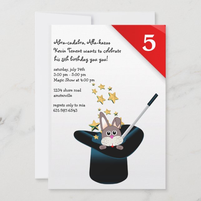 Invitación mágica del fiesta del gorra (Anverso)