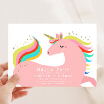 Invitación mágica del partido Unicornio
