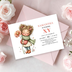 Invitación mágica floral pastel para el 6º cumplea