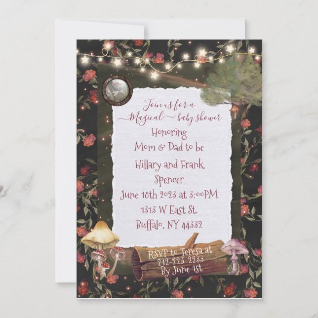 Invitación Mágica Hongo Hada (Anverso)
