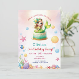 Invitación Mágica sirena verde 3er Chica Fiesta de cumpleaños