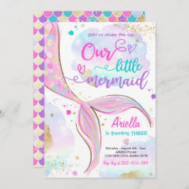 Invitación Mágica Sirenita Bajo La Fiesta De Cumpleaños Del M