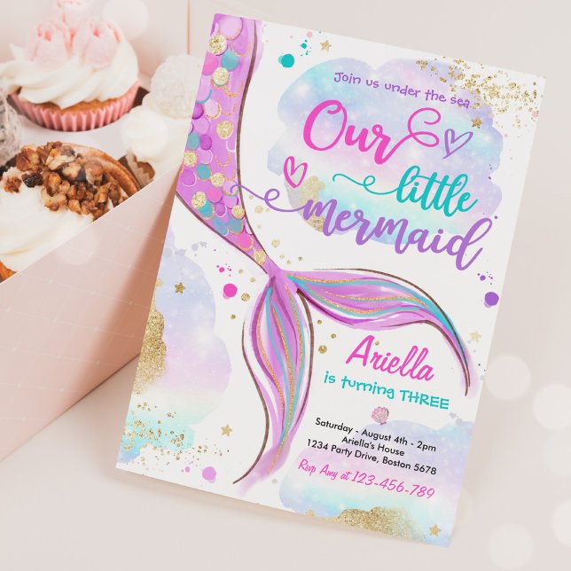 Invitación Mágica Sirenita Bajo La Fiesta De Cumpleaños Del M (Subido por el creador)