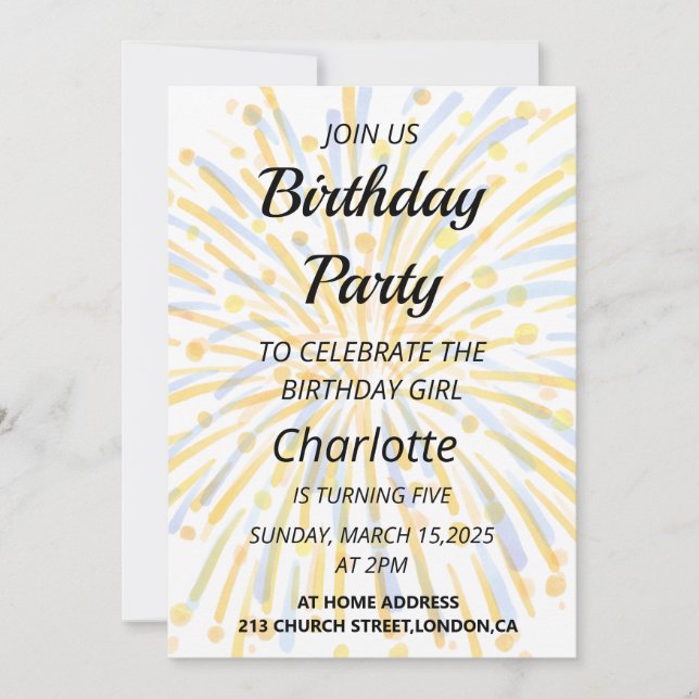 Invitación Magical 5º Bash de Cumpleaños (Anverso)