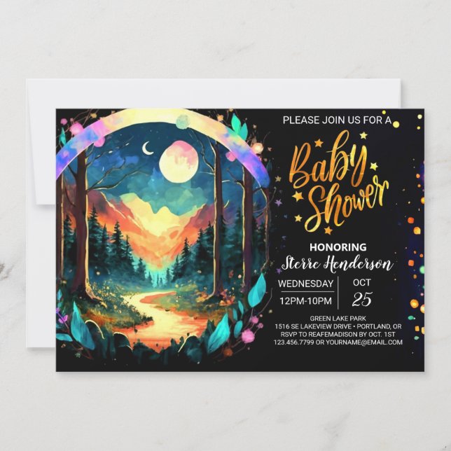 Invitación Magical Adventure espera a Boho Baby Shower (Anverso)