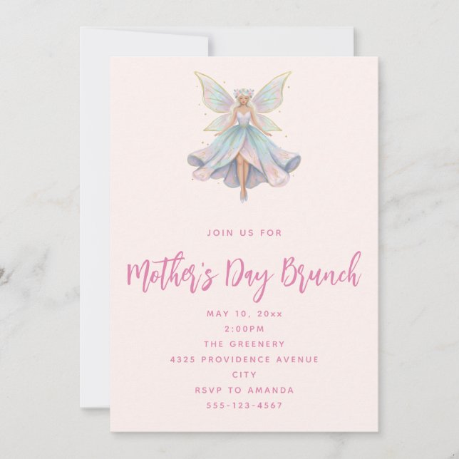 Invitación Magical Angel Fairy Pastel Colors Mother's Day (Anverso)