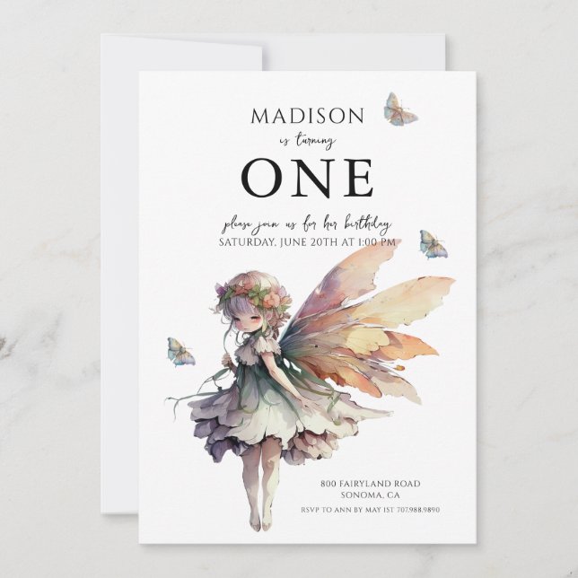 Invitación Magical Anime Fairy 5ª fiesta de cumpleaños (Anverso)