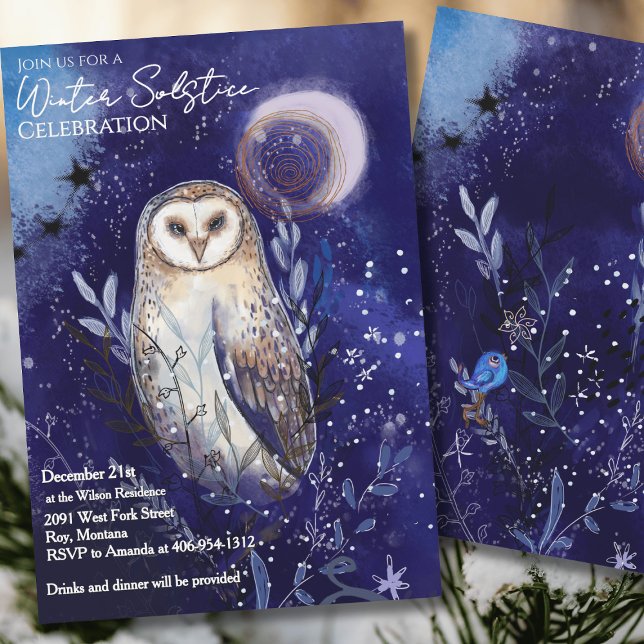 Invitación Magical Barn Owl Winter Solstice Celebration  (Magical Barn Owl Winter Solstice Celebration Invitation)