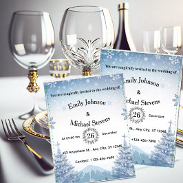 Invitación Magical Blue Winter Mountain Christmas Wedding