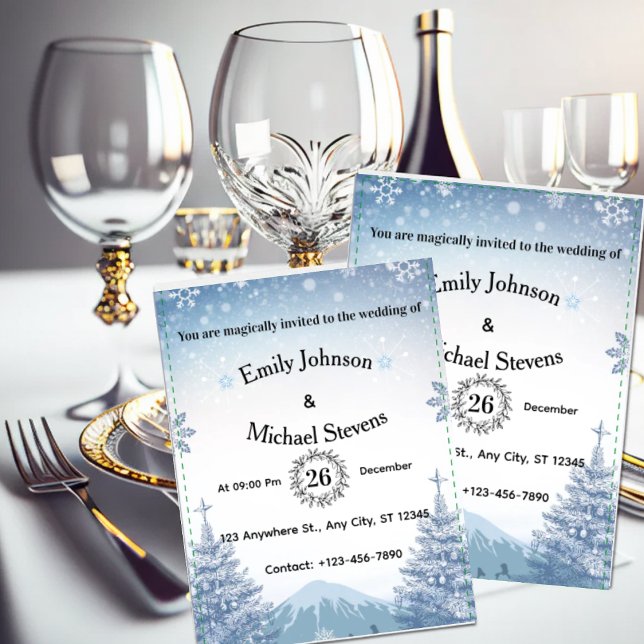 Invitación Magical Blue Winter Mountain Christmas Wedding (Magical Blue Winter Mountain Christmas Wedding)