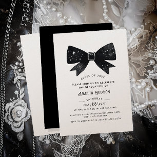 Invitación Magical Bow Champagne Shimmer Graduación