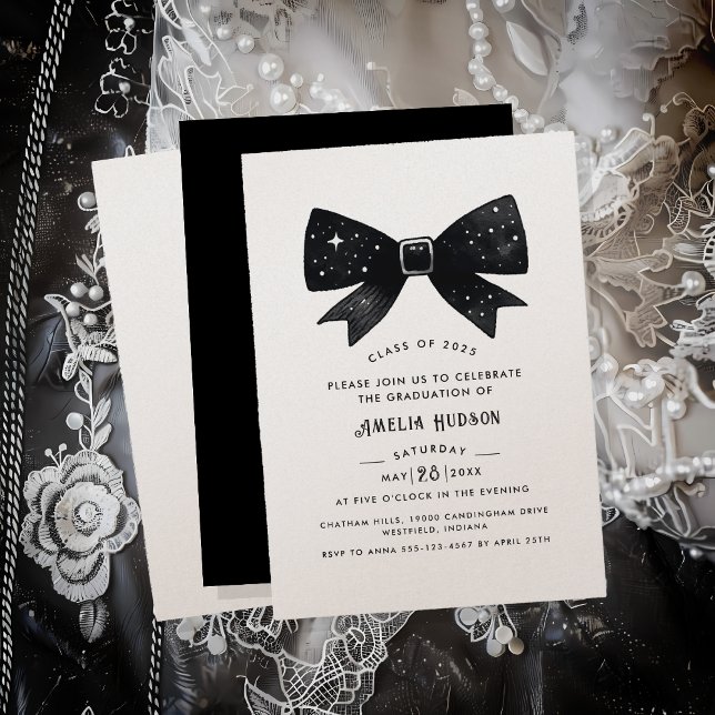 Invitación Magical Bow Champagne Shimmer Graduación (Subido por el creador)
