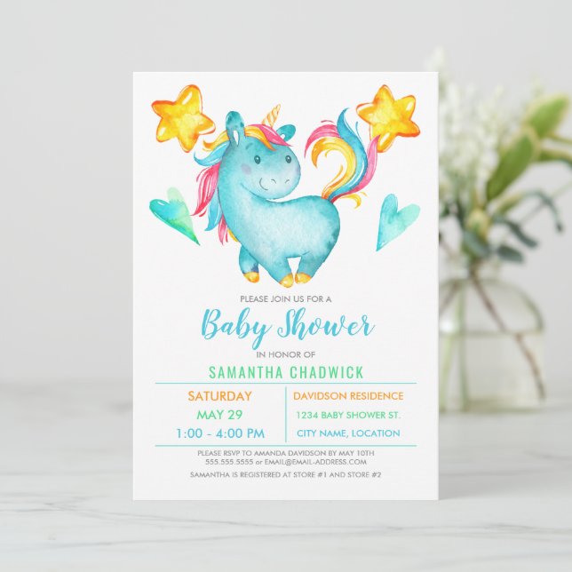 Invitación Magical Boys Unicorn Baby Shower (Anverso de pie)