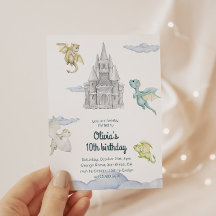 Magical Castle Cute Dragons Kids Birthday