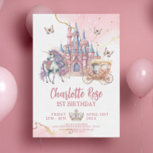 Magical Castle Unicorn Princesa Rosa Primer cumple