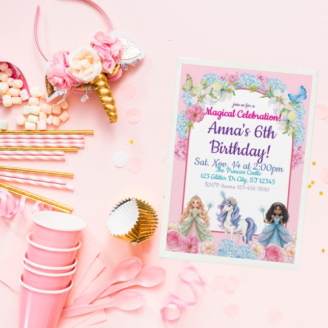 Invitación Magical Celebration Princess Unicorn Birthday (Subido por el creador)