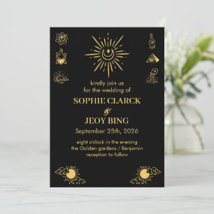 Invitación Magical Celestial Starry Night Black Boda