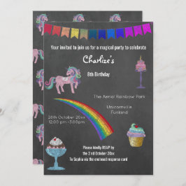 Invitación Magical Chalkboard Unicorn Dulce fiesta de cumplea