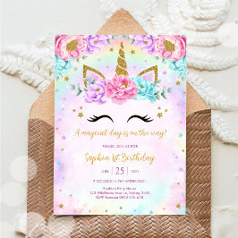 Invitación Magical Day Unicorn and Rainbows Birthday