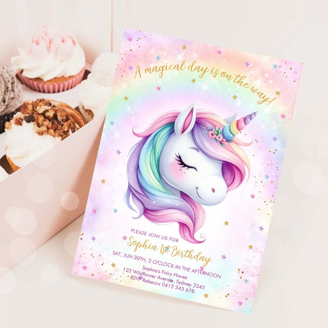 Invitación Magical Day Unicorn and Rainbows Birthday (Subido por el creador)