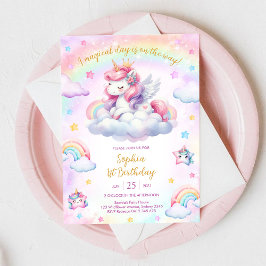 Invitación Magical Day Unicorn and Rainbows Birthday