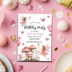 Invitación Magical Fairies Wonderland Cumpleaños 10