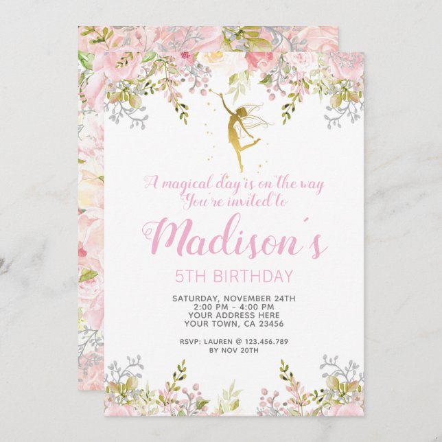 Invitación Magical Fairy Birthday Invitation Photo (Anverso / Reverso)