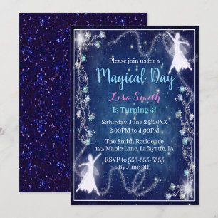 Invitación Magical Fairy Blue Starry Night Party
