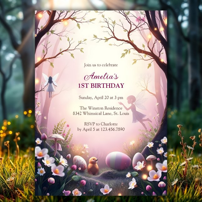Invitación Magical Fairy Easter Egg Hunt Birthday Party (Magical Fairy Easter Egg Hunt Birthday Party Invitation)