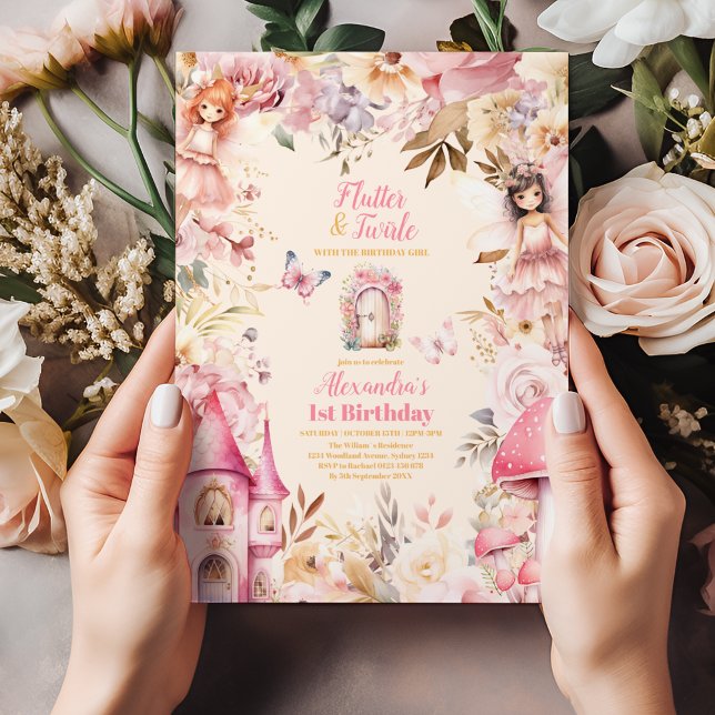 Invitación Magical Fairy Floral Garden Pixie 1º cumpleaños (Subido por el creador)