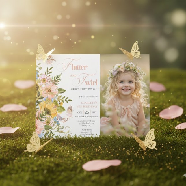 Invitación Magical Fairy Floral Garden Pixie Girls Birthday  (Subido por el creador)