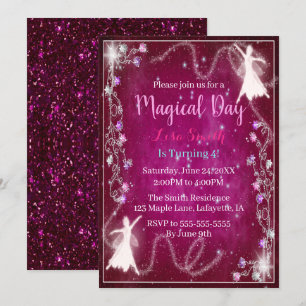 Invitación Magical Fairy Pink Starry Night Party